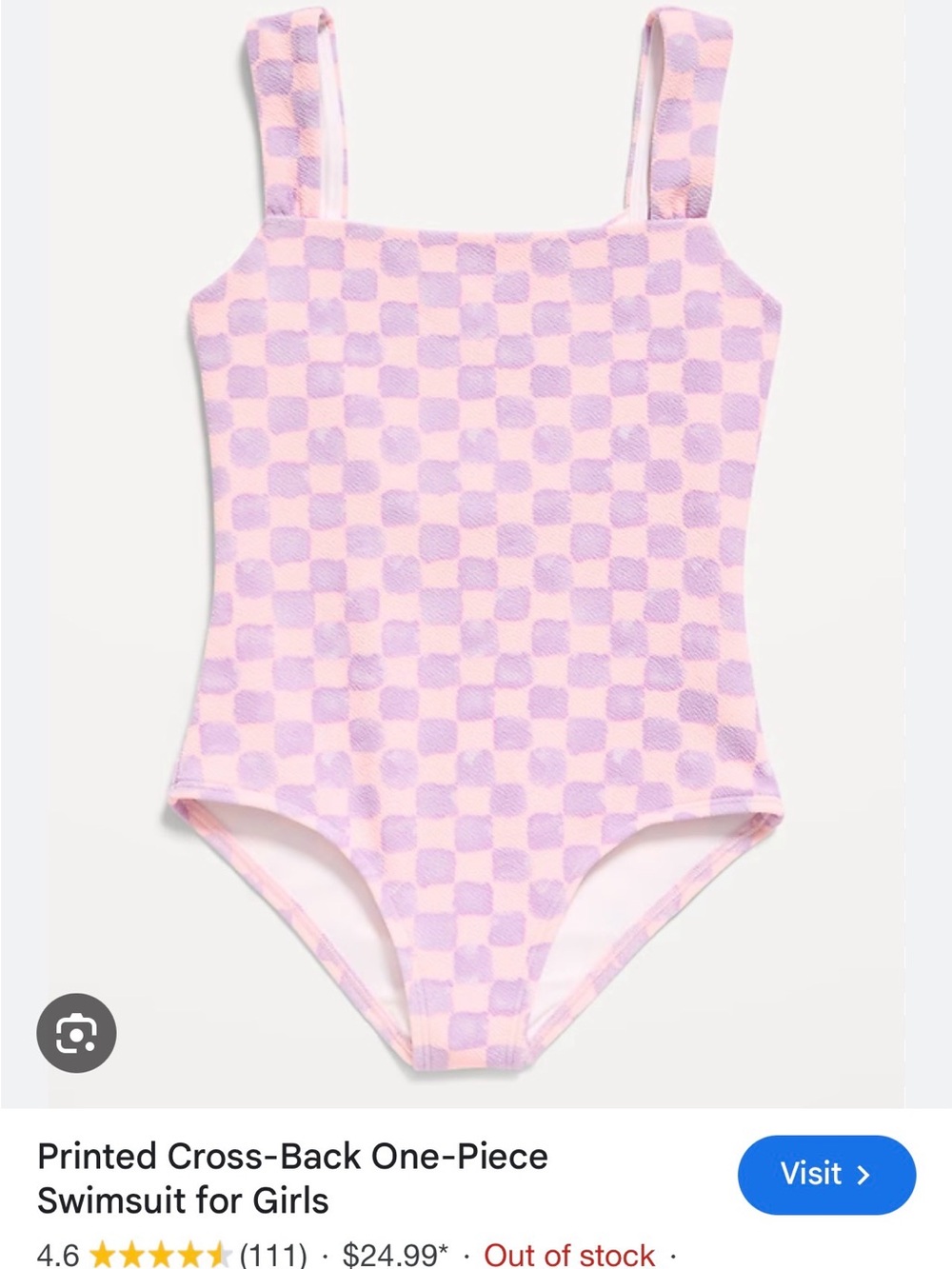 Old Navy Pink and Lavender Checkerboard Girls One-Piece Swimsuit